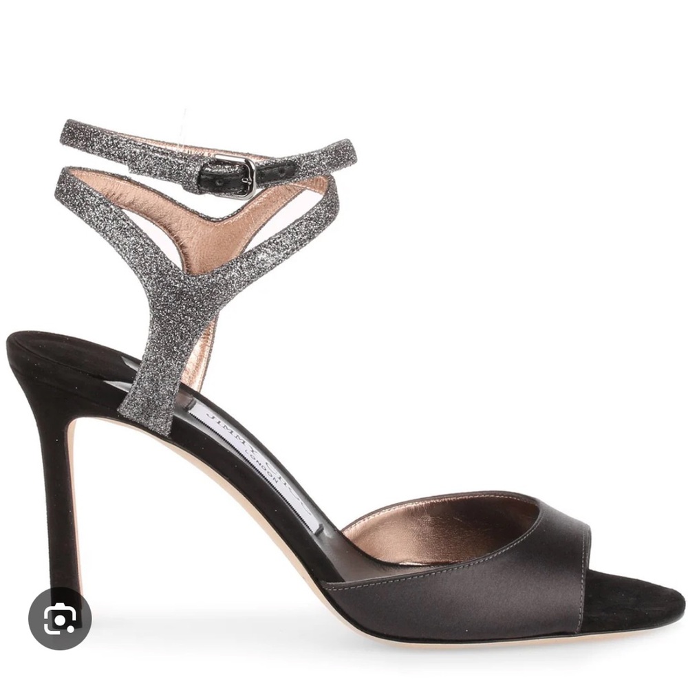 Jimmy Choo Black and Silver Strappy Heels